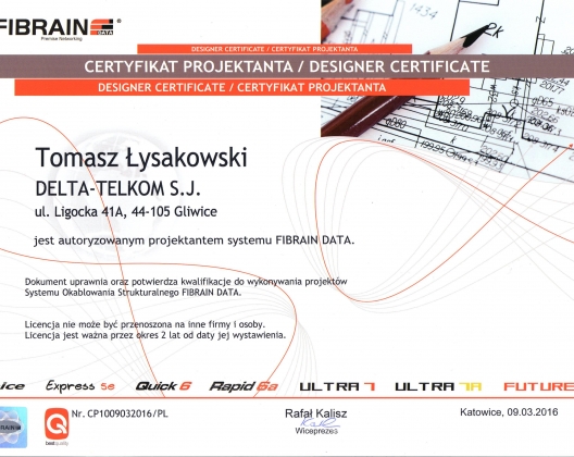 FIBRAIN DATA - Certyfikat projektanta